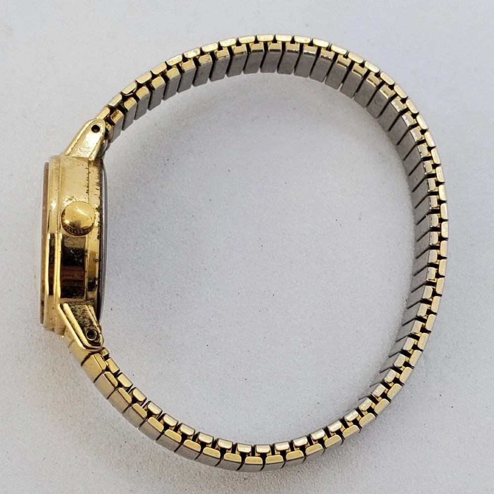ACQUA Timex 24MM Watch Women White‎ Dial Gold Tone Case Bracelet 6